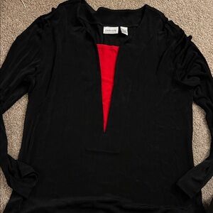 Chico's Elegant Black Top with Red Accent